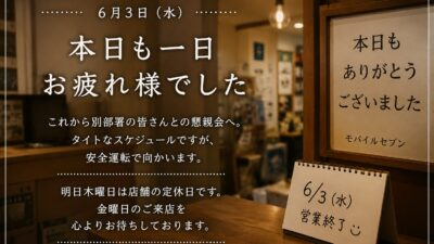 今日も一日ありがとうございました