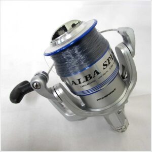 シルバーとブルーのALBA SPIN AB2000スピニングリール全体